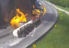 Caminhão com etanol explode na BR-101 em Palhoça e interdita rodovia por mais de 15 horas